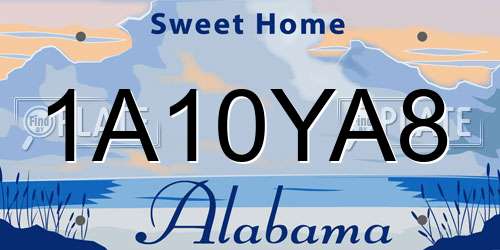 1A10YA8 Alabama License Plate