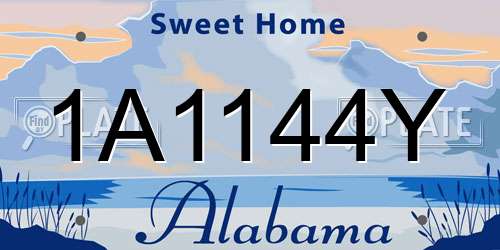 1A1144Y Alabama License Plate