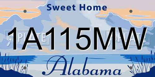 1A115MW Alabama License Plate
