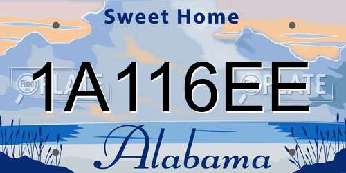 1A116EE Alabama License Plate