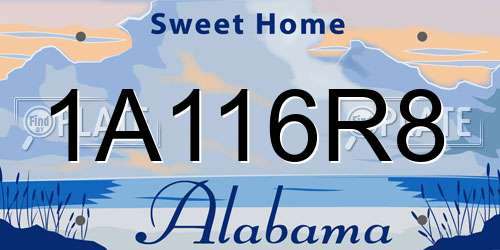 1A116R8 Alabama License Plate