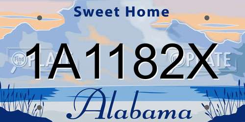 1A1182X Alabama License Plate