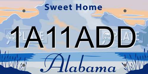 1A11ADD Alabama License Plate