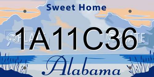 1A11C36 Alabama License Plate