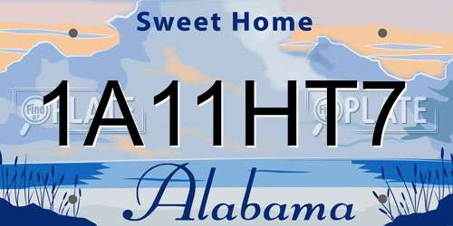 1A11HT7 Alabama License Plate