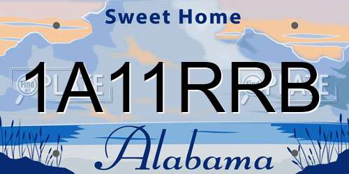 1A11RRB Alabama License Plate