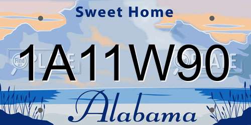 1A11W90 Alabama License Plate