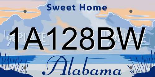 1A128BW Alabama License Plate