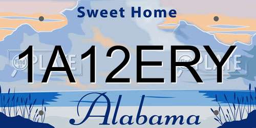 1A12ERY Alabama License Plate