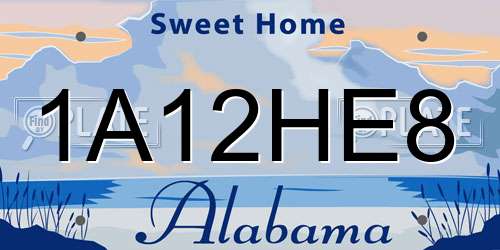1A12HE8 Alabama License Plate