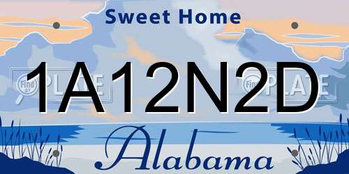 1A12N2D Alabama License Plate