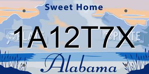 1A12T7X Alabama License Plate