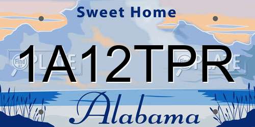 1A12TPR Alabama License Plate