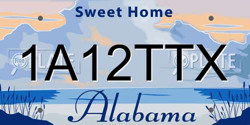 1A12TTX Alabama License Plate