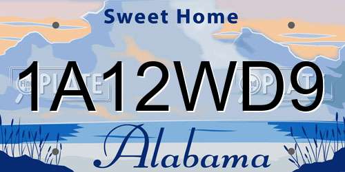1A12WD9 Alabama License Plate