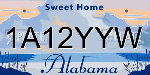 1A12YYW Alabama License Plate