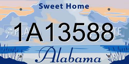 1A13588 Alabama License Plate