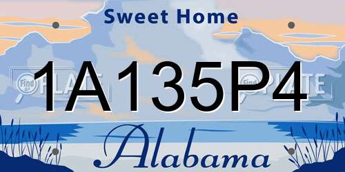 1A135P4 Alabama License Plate