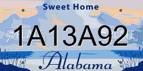 1A13A92 Alabama License Plate