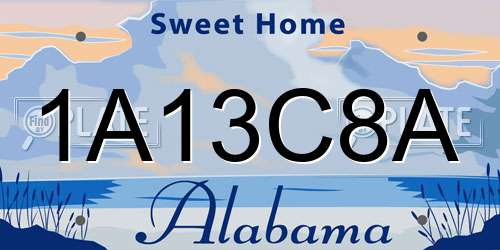 1A13C8A Alabama License Plate