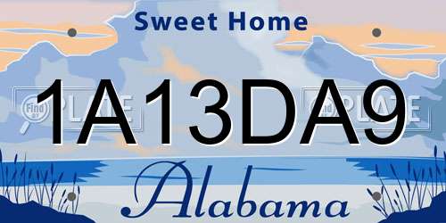 1A13DA9 Alabama License Plate