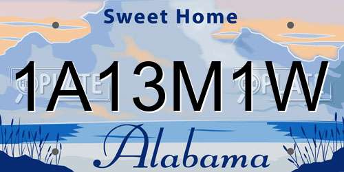 1A13M1W Alabama License Plate