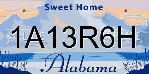 1A13R6H Alabama License Plate