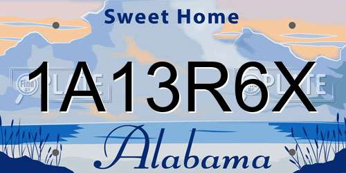 1A13R6X Alabama License Plate