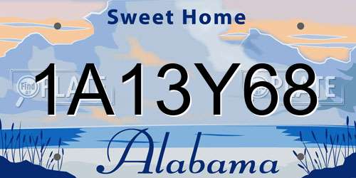 1A13Y68 Alabama License Plate