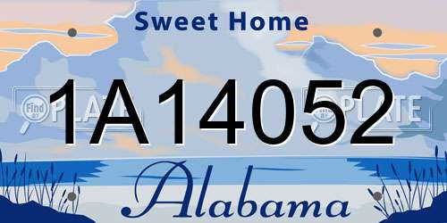 1A14052 Alabama License Plate