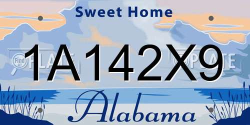 1A142X9 Alabama License Plate