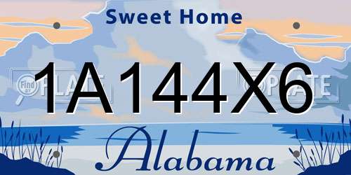 1A144X6 Alabama License Plate