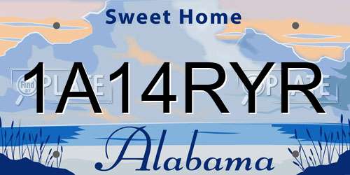 1A14RYR Alabama License Plate