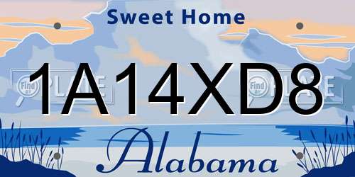 1A14XD8 Alabama License Plate