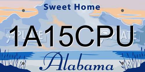 1A15CPU Alabama License Plate