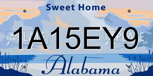 1A15EY9 Alabama License Plate