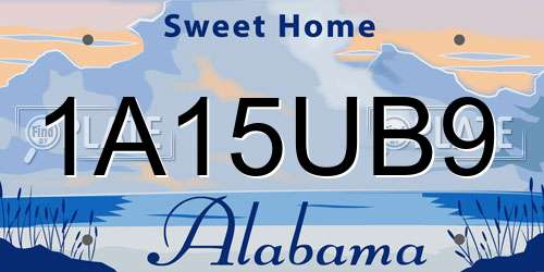 1A15UB9 Alabama License Plate