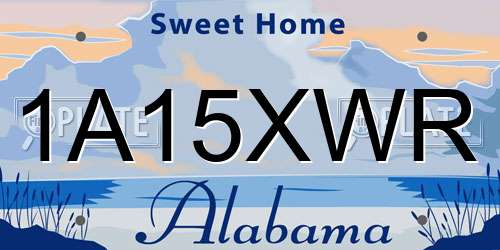 1A15XWR Alabama License Plate