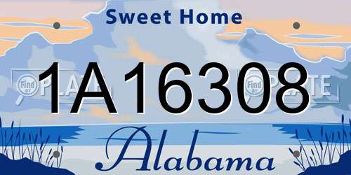 1A16308 Alabama License Plate