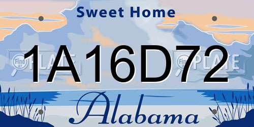1A16D72 Alabama License Plate