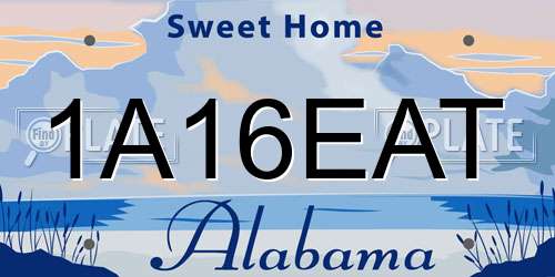 1A16EAT Alabama License Plate