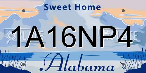 1A16NP4 Alabama License Plate