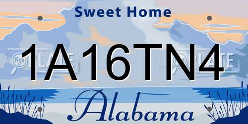 1A16TN4 Alabama License Plate
