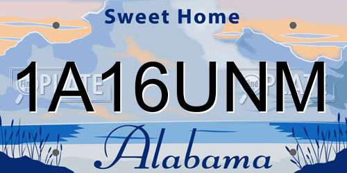 1A16UNM Alabama License Plate
