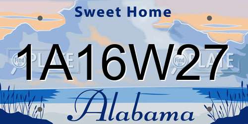 1A16W27 Alabama License Plate