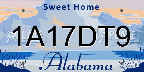 1A17DT9 Alabama License Plate