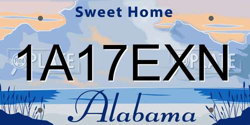 1A17EXN Alabama License Plate