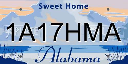 1A17HMA Alabama License Plate