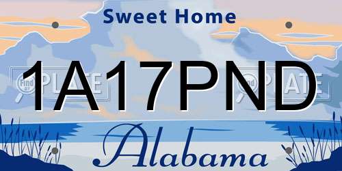 1A17PND Alabama License Plate