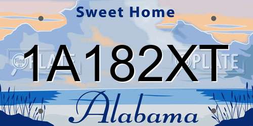 1A182XT Alabama License Plate